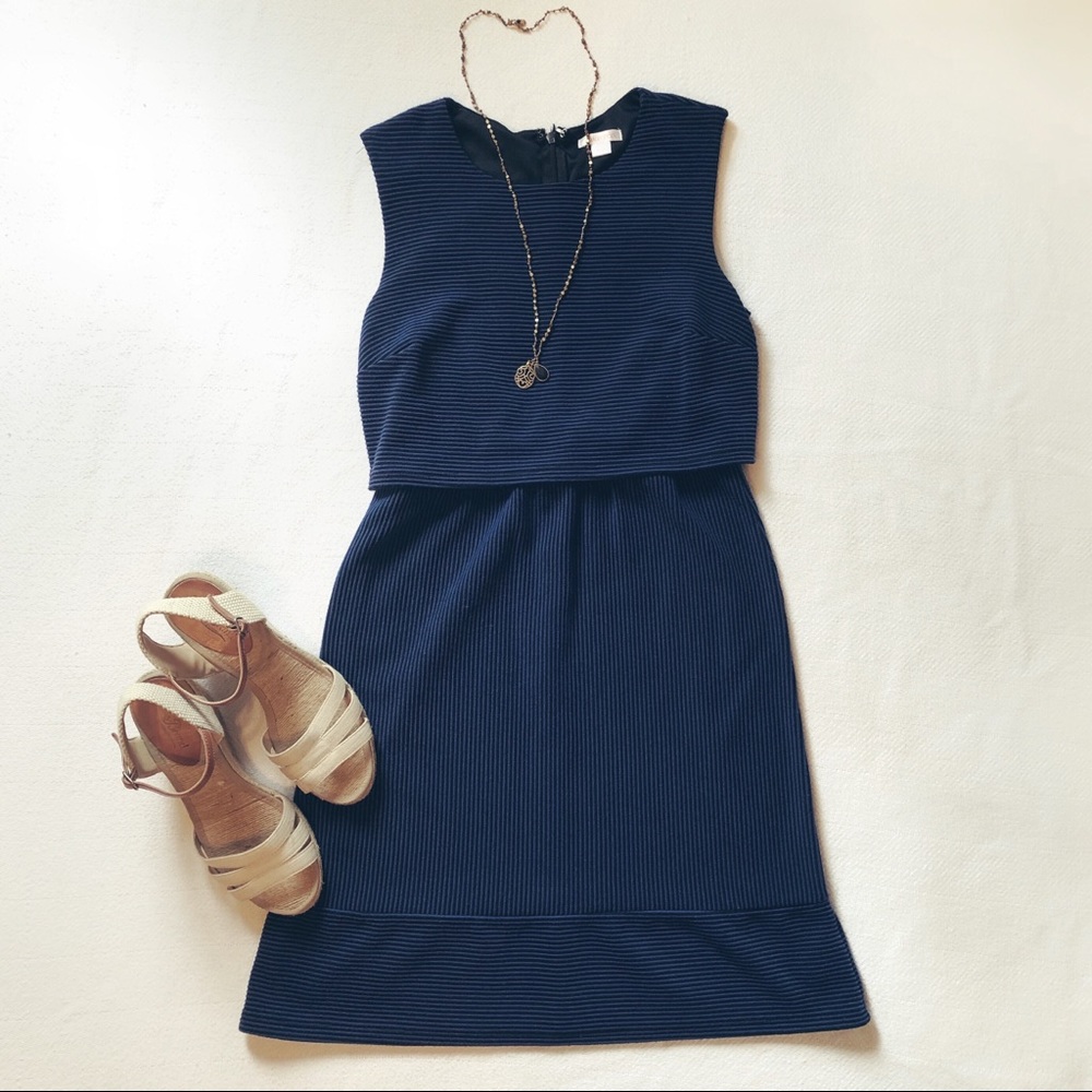 Xhilaration | Blue & navy layered pinstripe dress